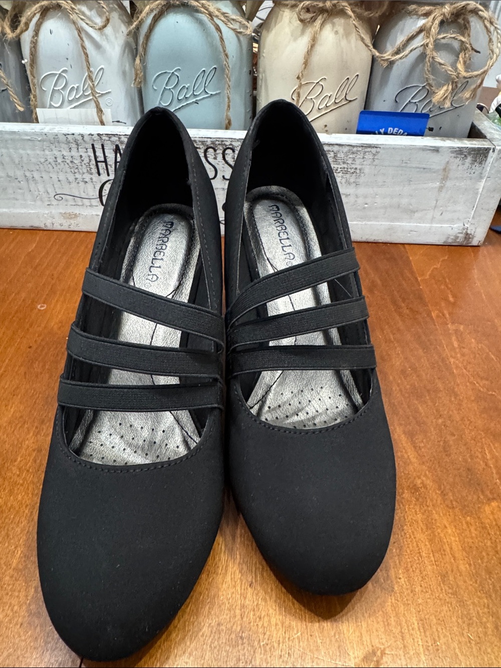 Women's Black Strappy Comfort heels